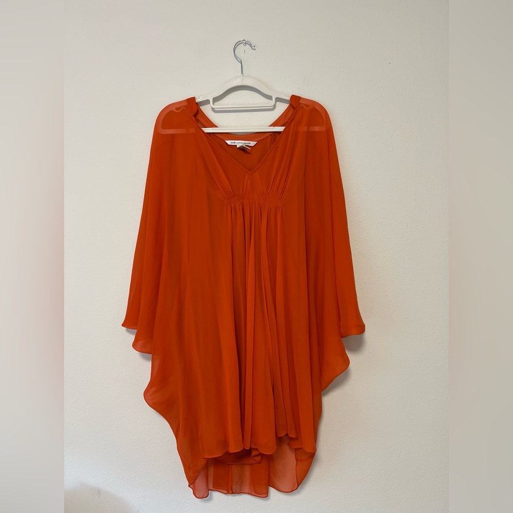 Diane Von Furstenberg Orange Silk Butterfly Winged Dress